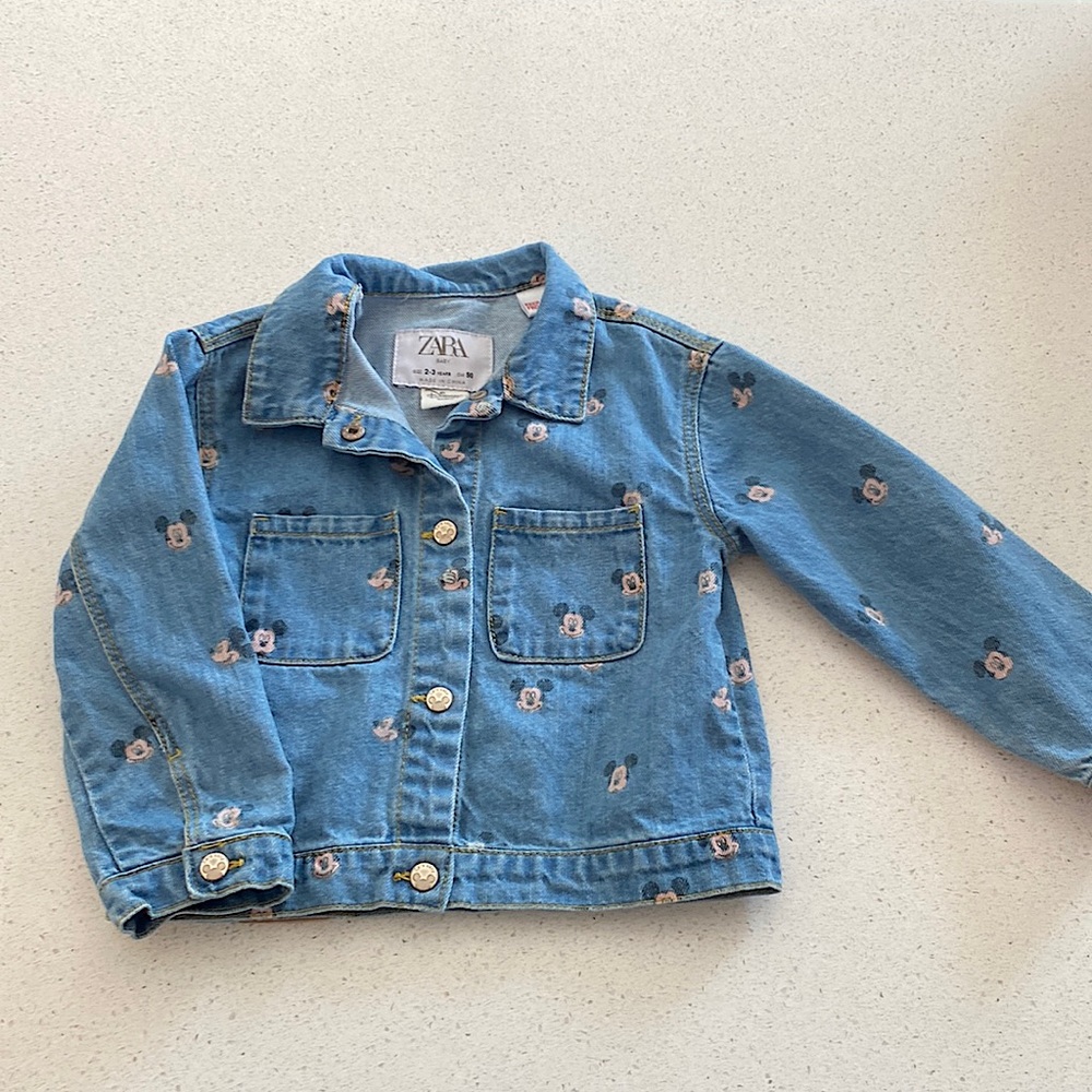 Zara Baby 2-3 Years Mickey Mouse Denim Button Up Jacket